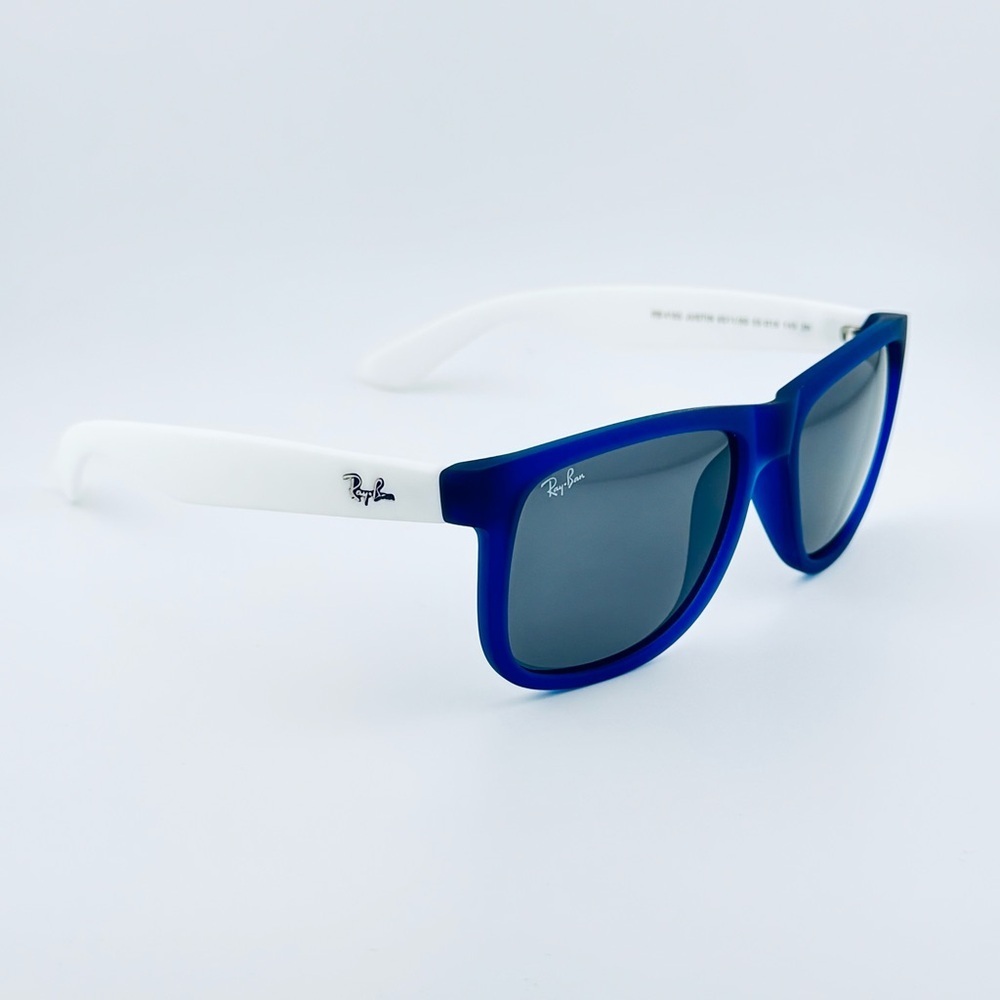 Ray-Ban Justin Sunglasses RB4165 Matte Transparent Blue Frame with Gray Lenses - Picture 10 of 14